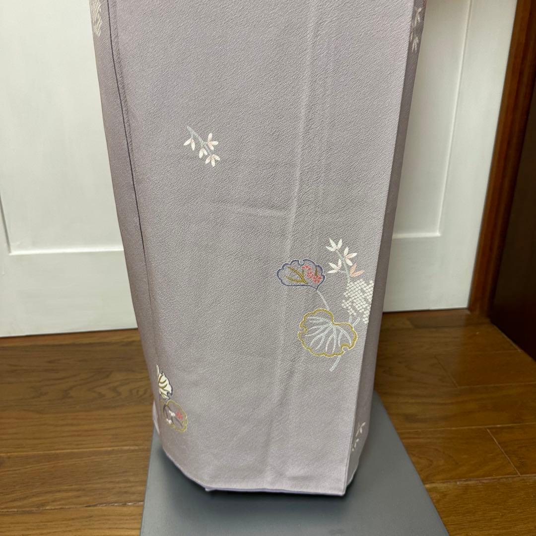 く*る様 小紋　袷　正絹　草木模様　飛び柄　藤鼠色　身丈170裄72トールサイズ
