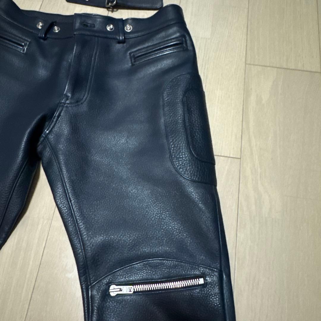 白*様 ROARS ORIGINAL パテットレザーパンツ ネイビー サイズ M