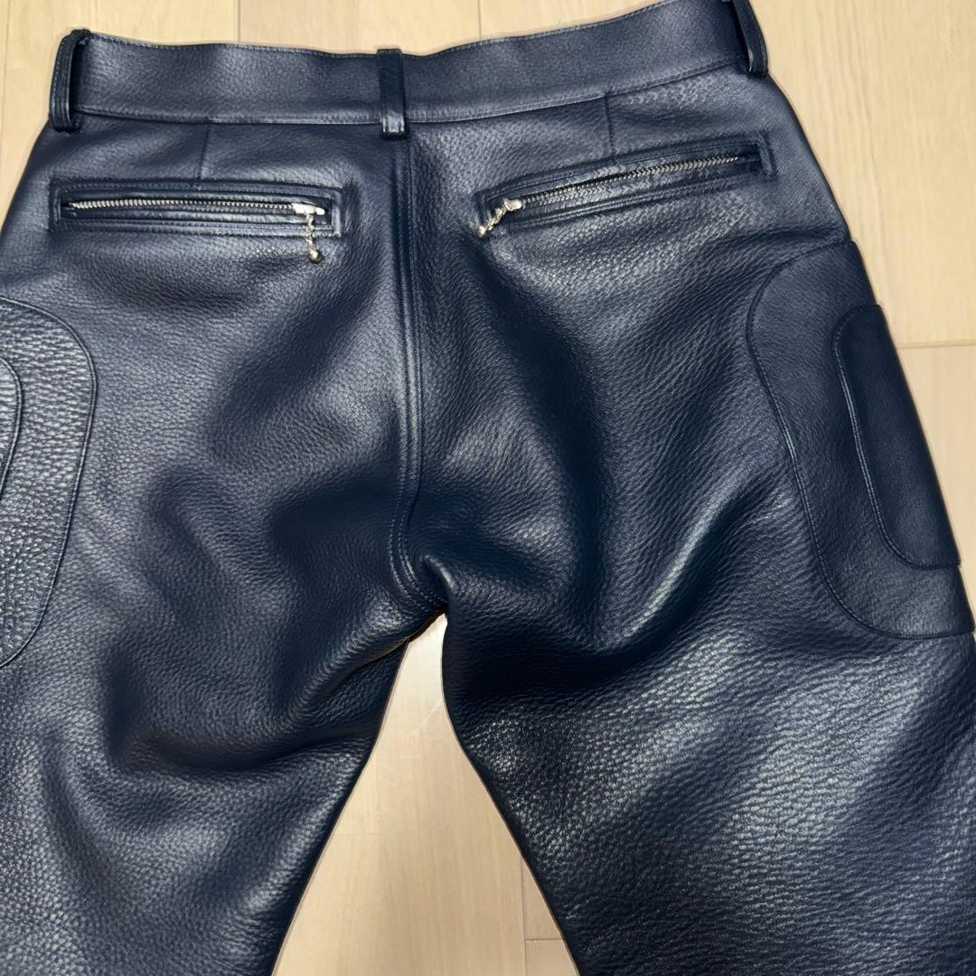 白*様 ROARS ORIGINAL パテットレザーパンツ ネイビー サイズ M
