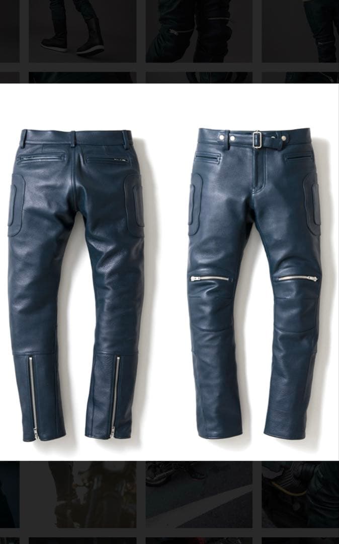 白*様 ROARS ORIGINAL パテットレザーパンツ ネイビー サイズ M