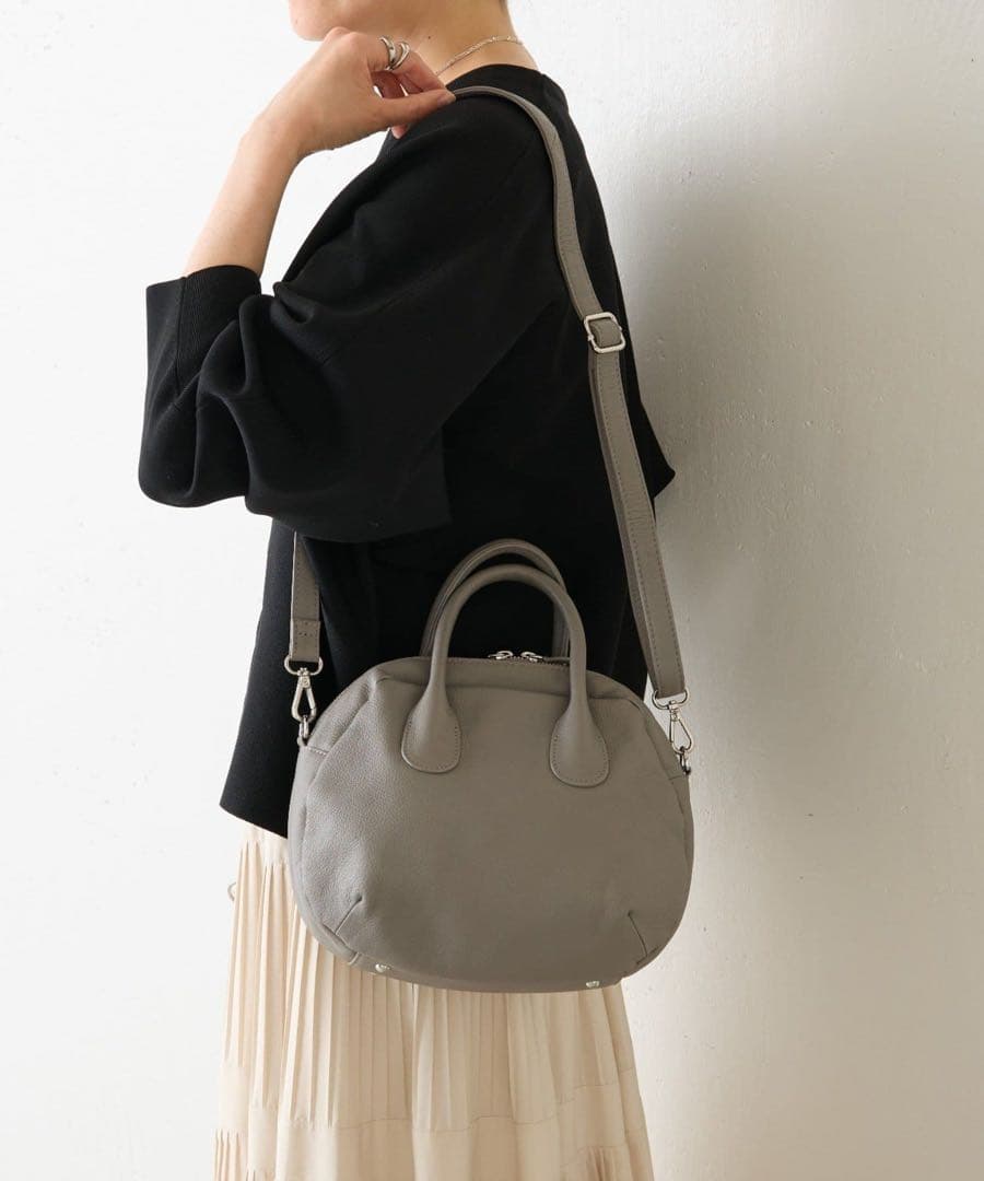 美品✨ビアズリー　ラウンドミニボストンバッグ　トープ　完売品　2wayバッグ