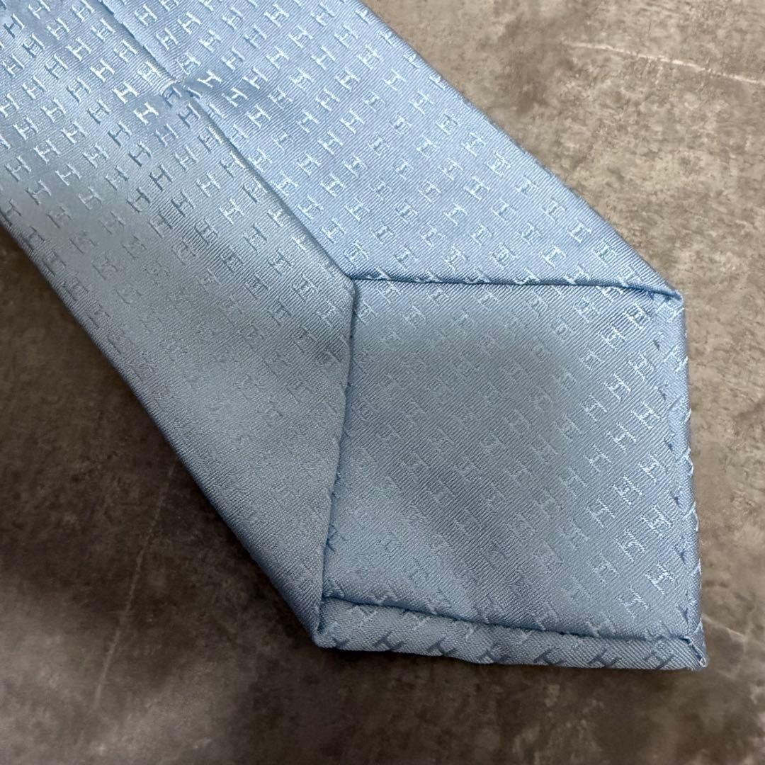 HERMES エルメス ネクタイ ブルー ファソネ H柄 定番 王道 シルク