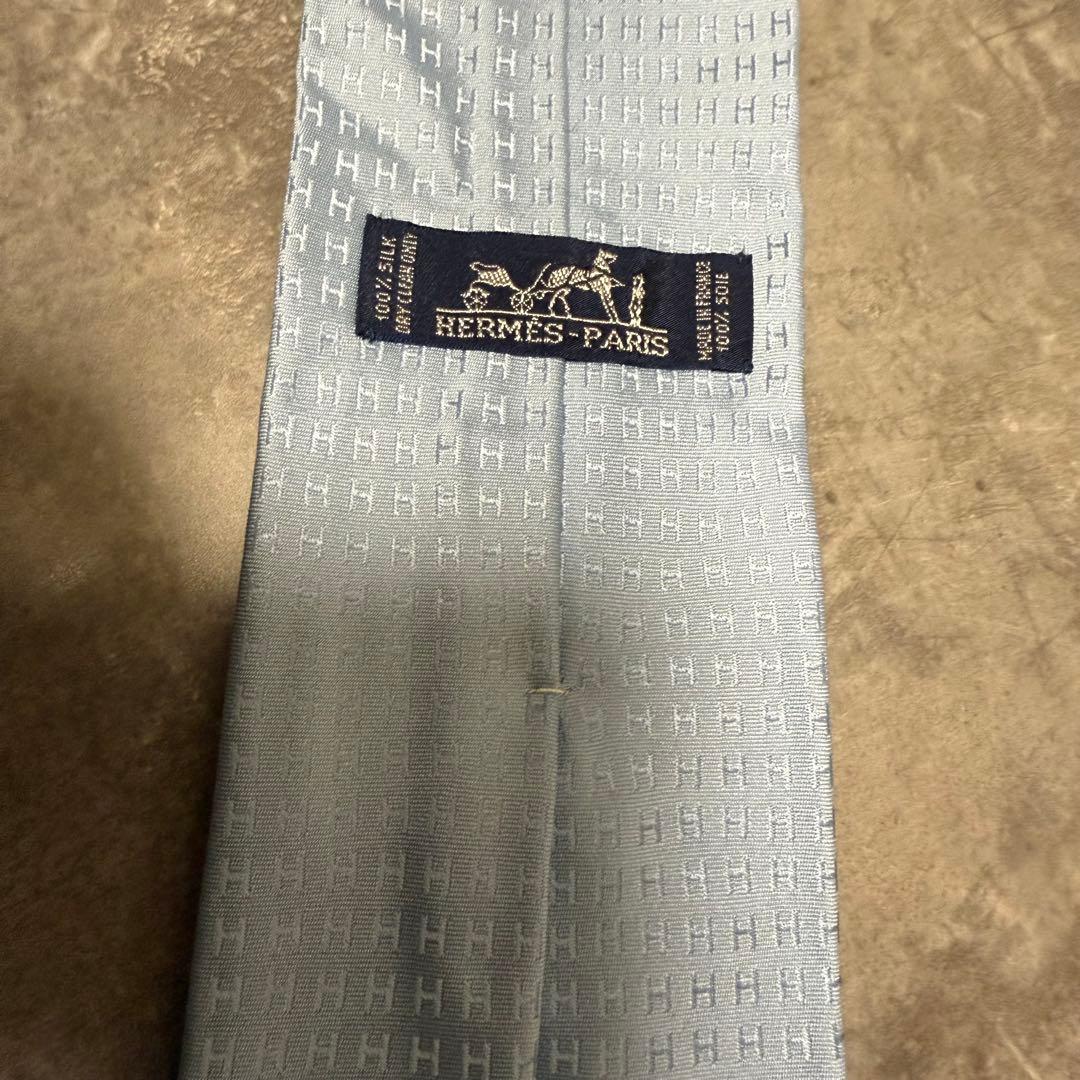 HERMES エルメス ネクタイ ブルー ファソネ H柄 定番 王道 シルク