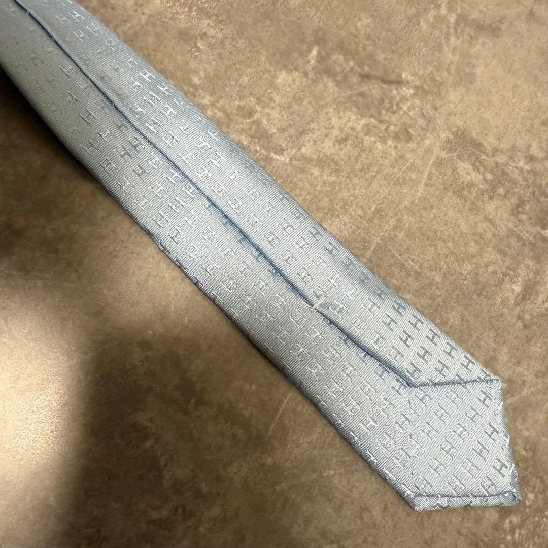 HERMES エルメス ネクタイ ブルー ファソネ H柄 定番 王道 シルク