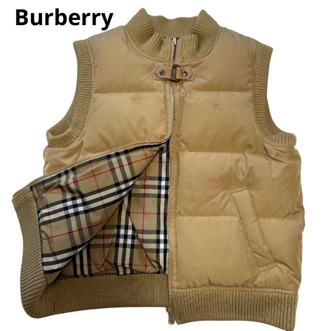 バーバリー Burberry ダウンベスト ノバチェック 刺繍 160Aベージュ