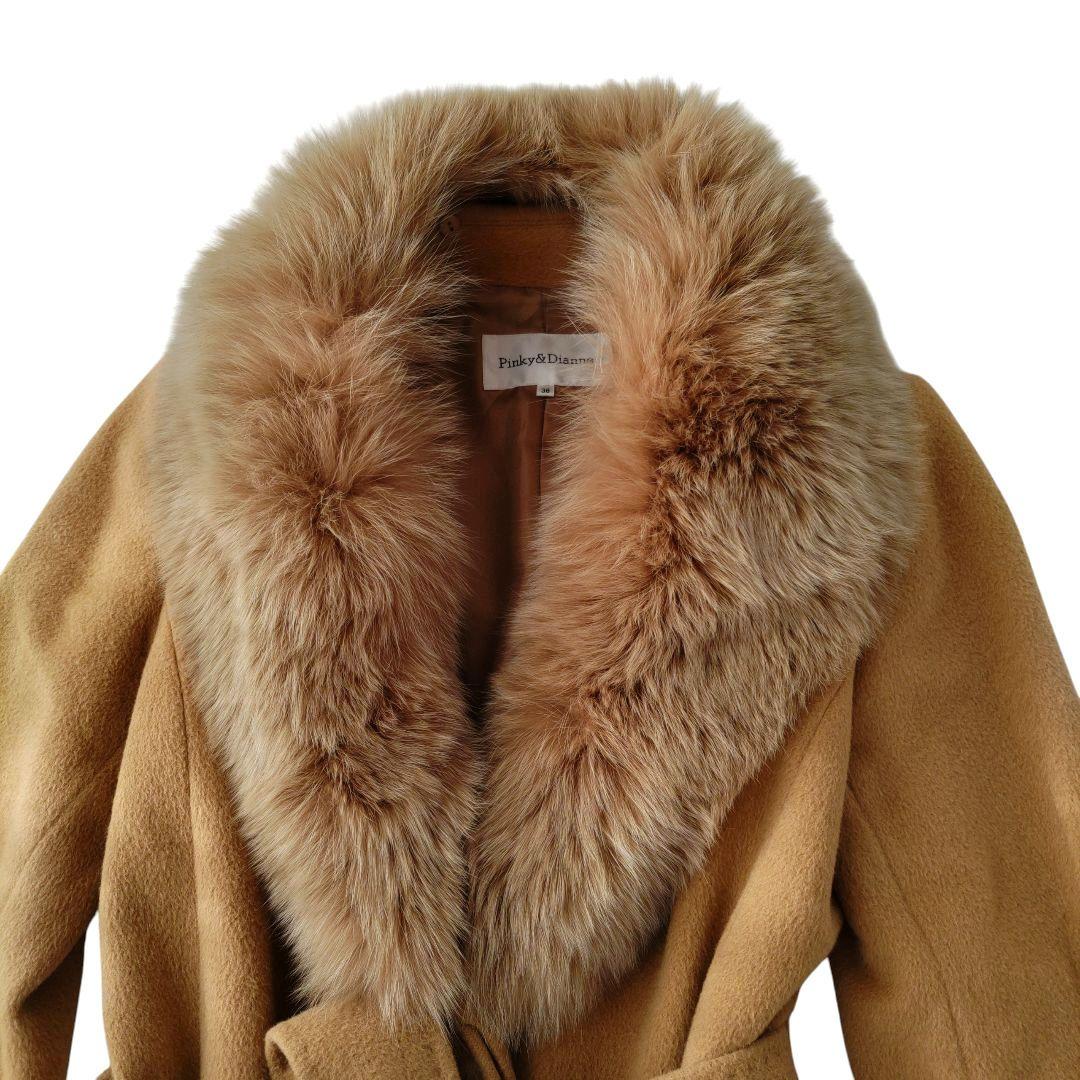 ピンキー&ダイアン フォックスファー ロングコート アンゴラ リボン M