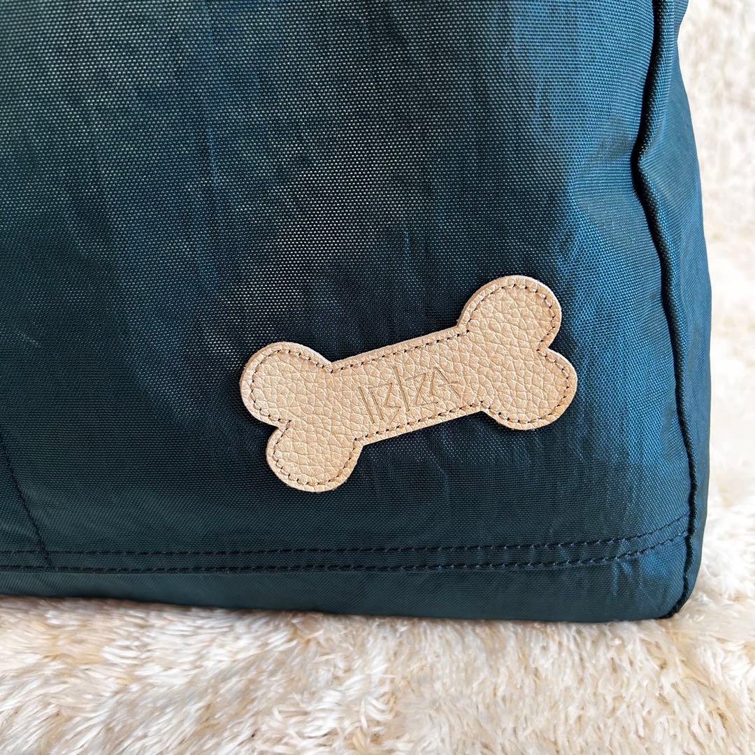 美品⭐︎IBIZA トートバッグ　ナイロン✖️レザー　ワンちゃんアップリケ