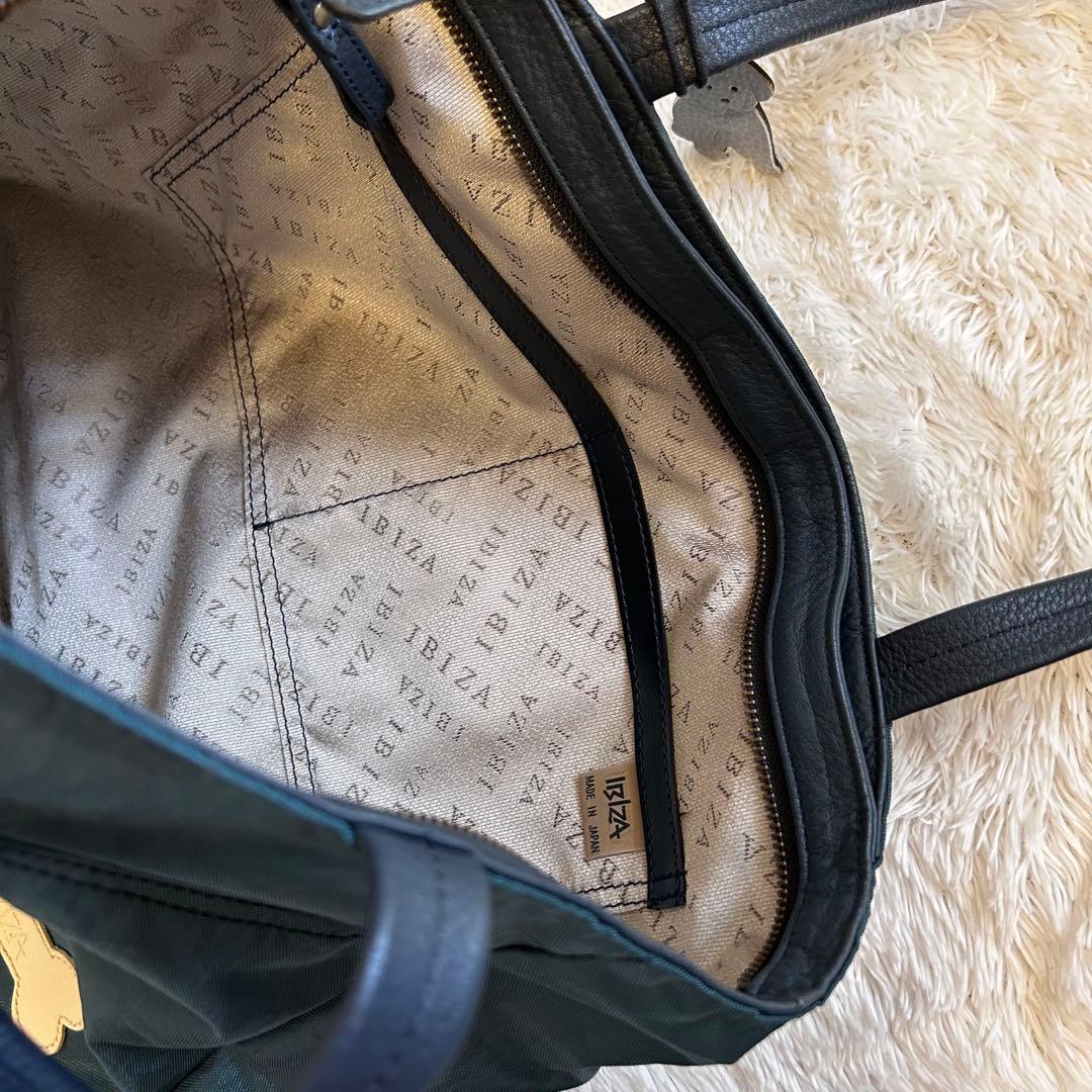 美品⭐︎IBIZA トートバッグ　ナイロン✖️レザー　ワンちゃんアップリケ