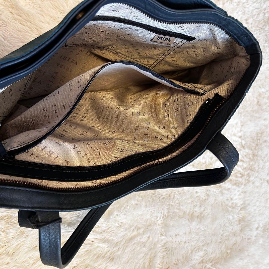 美品⭐︎IBIZA トートバッグ　ナイロン✖️レザー　ワンちゃんアップリケ