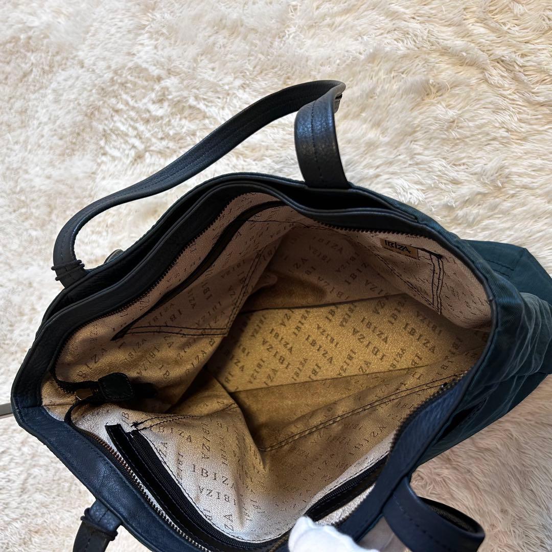 美品⭐︎IBIZA トートバッグ　ナイロン✖️レザー　ワンちゃんアップリケ