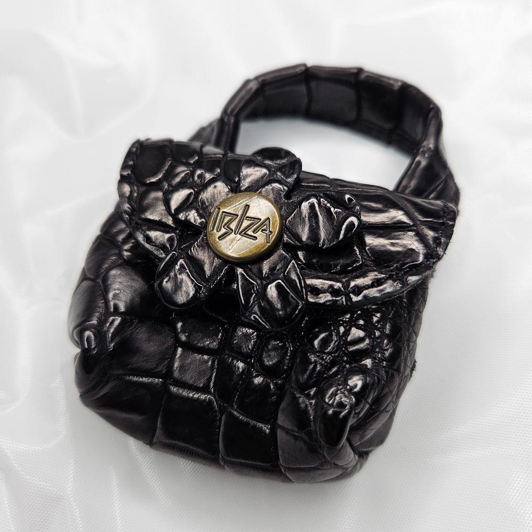 新品 イビサ IBIZA クロコダイル ミニバッグ チャーム 黒
