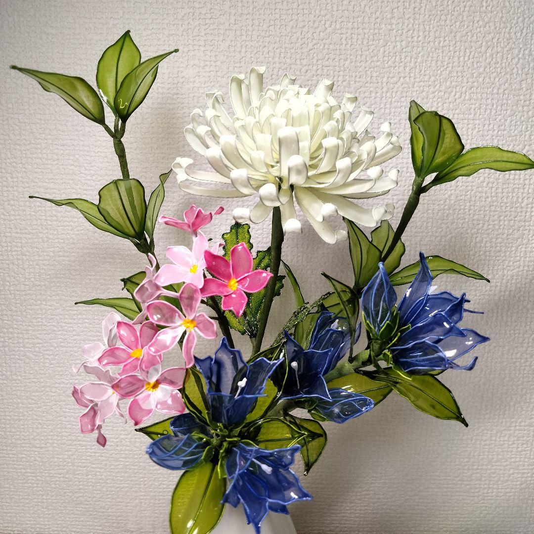 菊　リンドウ他　アメリカンフラワー✶ディップフラワー✶ディップアート