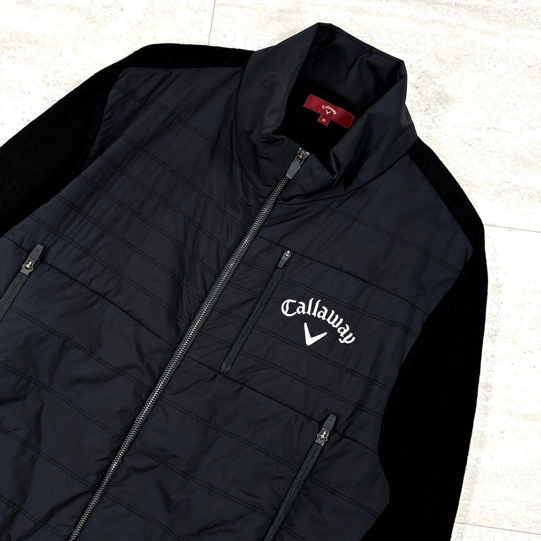 【キャロウェイ】ブルゾン　ジャケット　3Lサイズ　ニット　切替　ブラック　メンズ