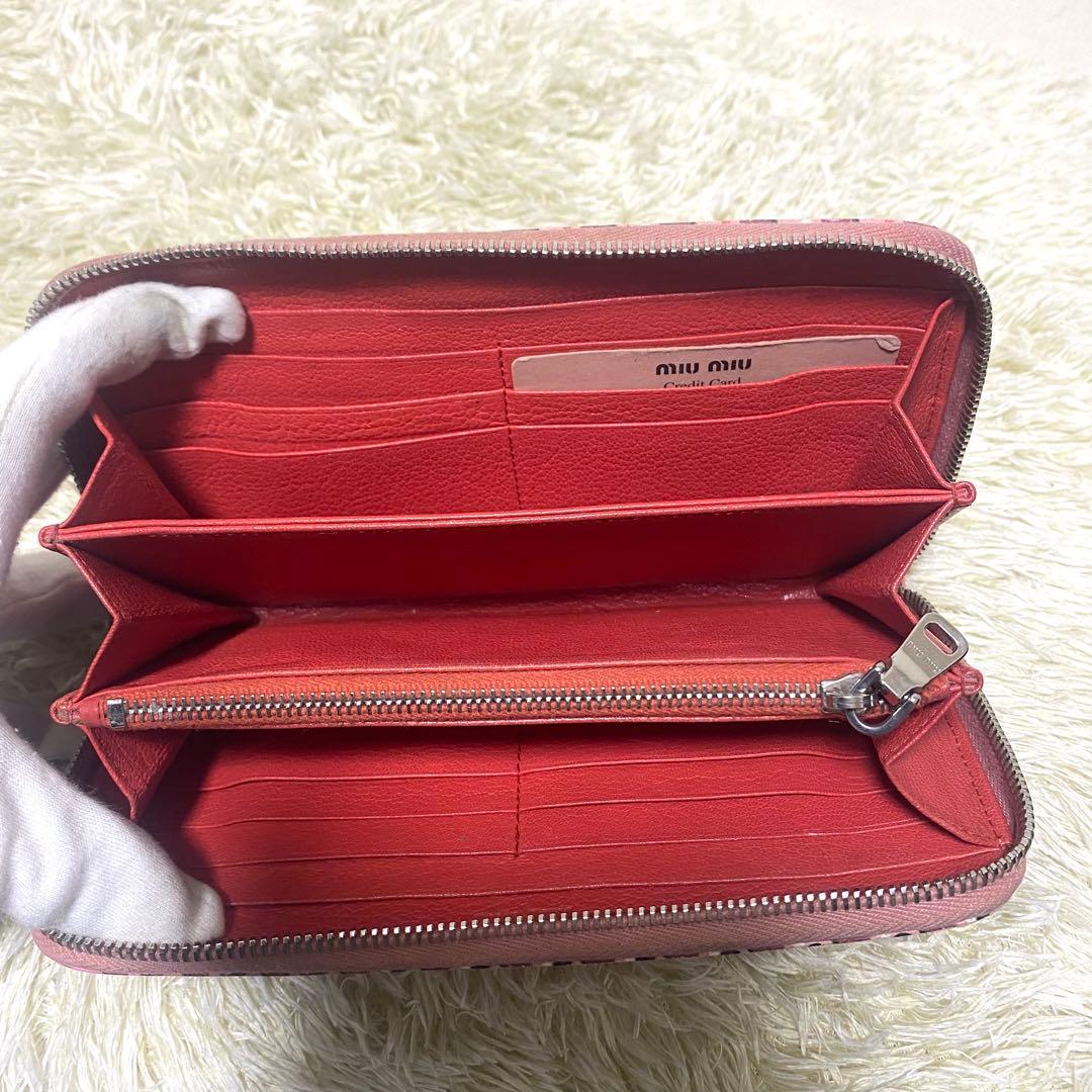 美品✨ MIU MIU ミュウミュウ マドラス レザー 長財布 ハート ピンク