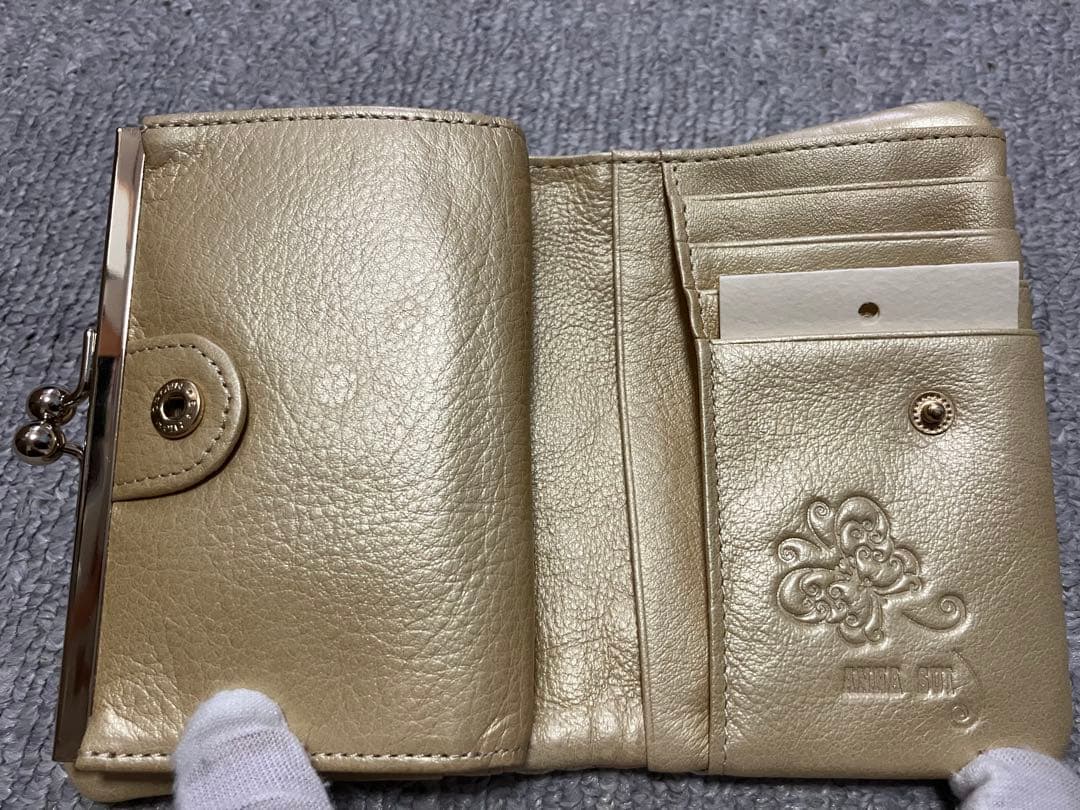ANNA SUI レザー三つ折り財布 ゴールド アナスイ