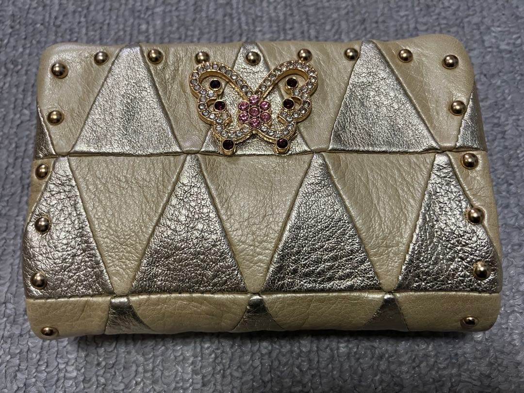 ANNA SUI レザー三つ折り財布 ゴールド アナスイ