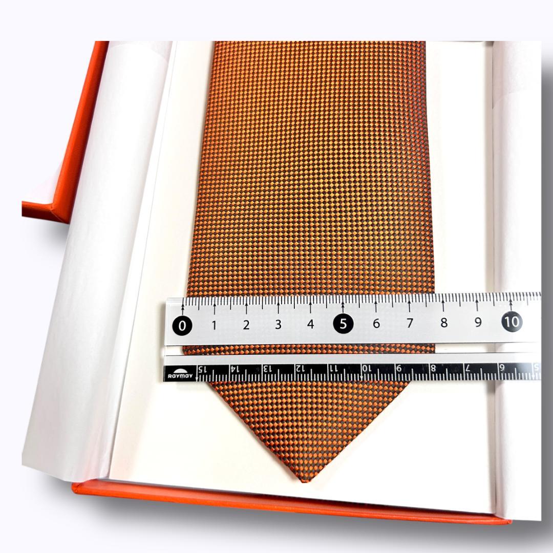 新品　箱有　エルメス ネクタイ オレンジ シルク100% ビジネス フォーマル