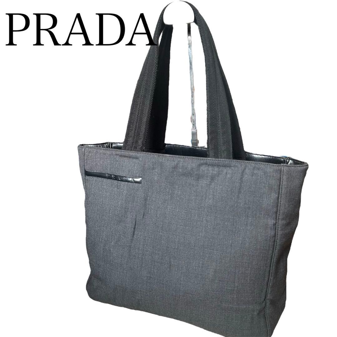 PRADA プラダ ロゴ スポーツ ミニトートバッグ ハンドバッグ ダークグレー