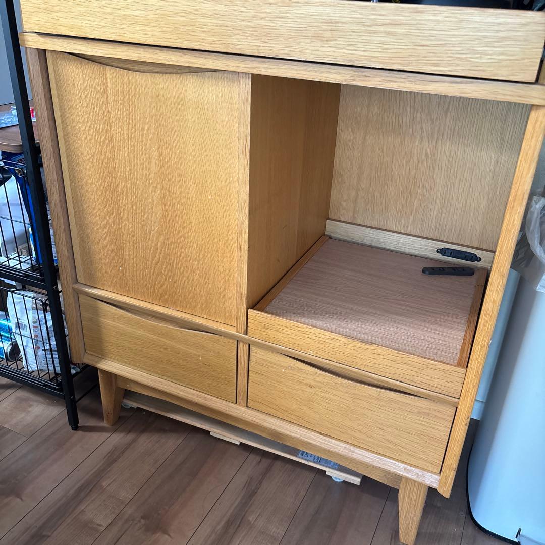 unico ナチュラルウッド レンジボード　カップボード　シグネ ガラス扉付き