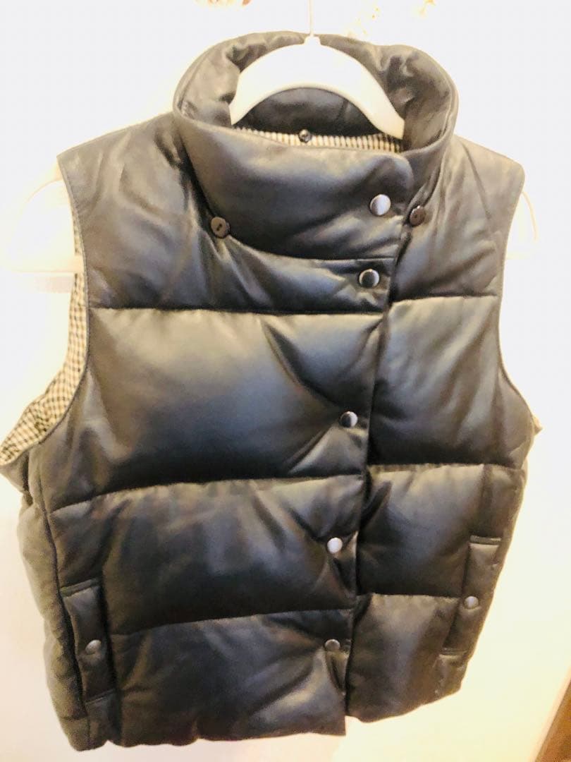 定価14万程　羊革　ダウンベスト　フード取外し可能