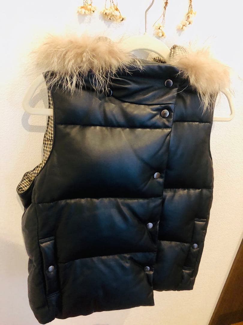 定価14万程　羊革　ダウンベスト　フード取外し可能