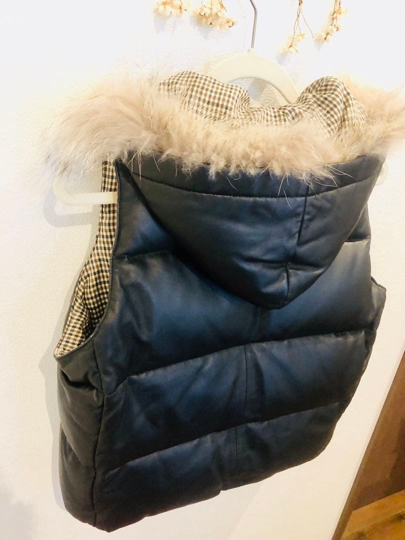 定価14万程　羊革　ダウンベスト　フード取外し可能