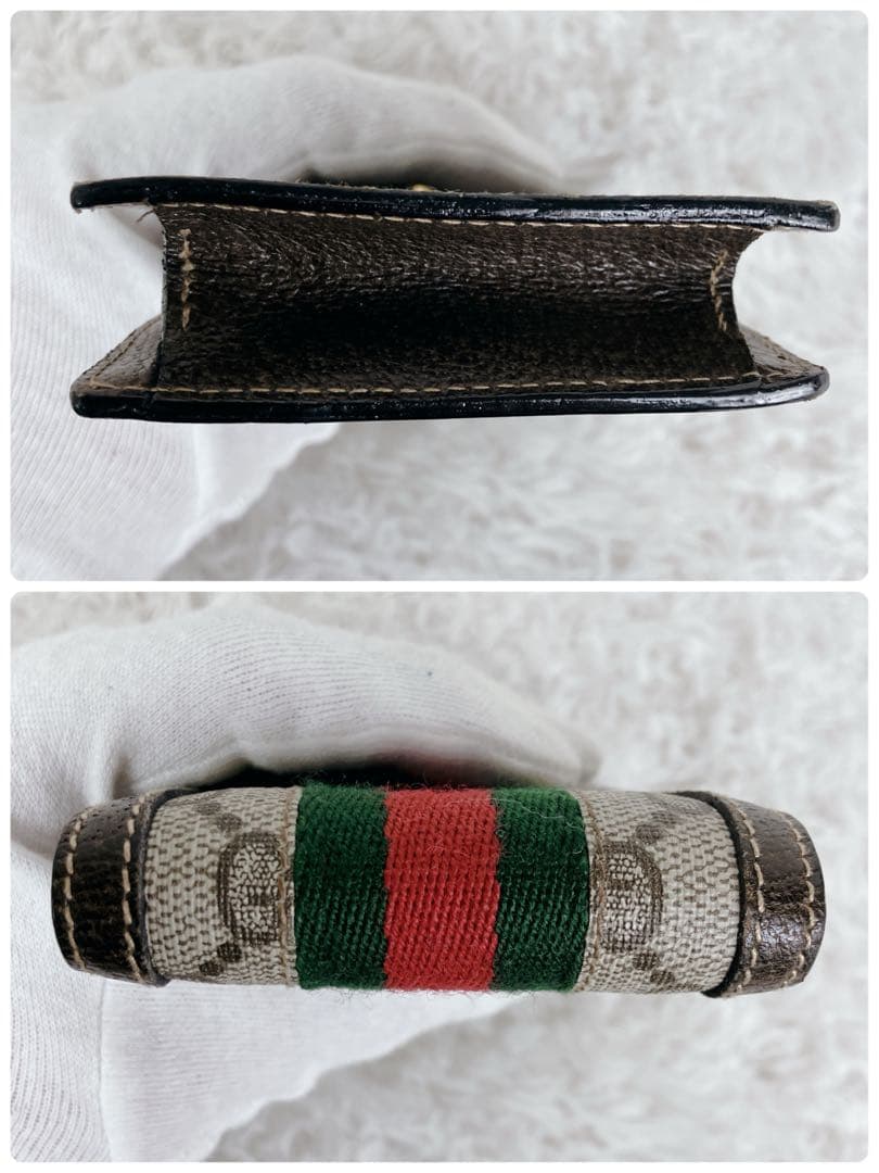 オールドグッチ グッチ メガネケース ペンケース シェリーライン 本革 茶