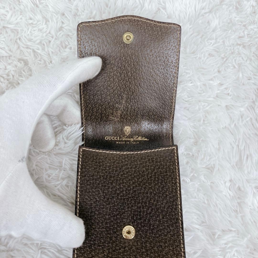 オールドグッチ グッチ メガネケース ペンケース シェリーライン 本革 茶