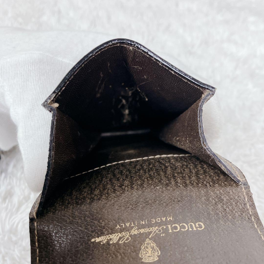 オールドグッチ グッチ メガネケース ペンケース シェリーライン 本革 茶