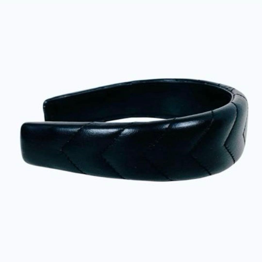 GUCCI　グッチ　ラムスキンレザー　キルティング　カチューシャ