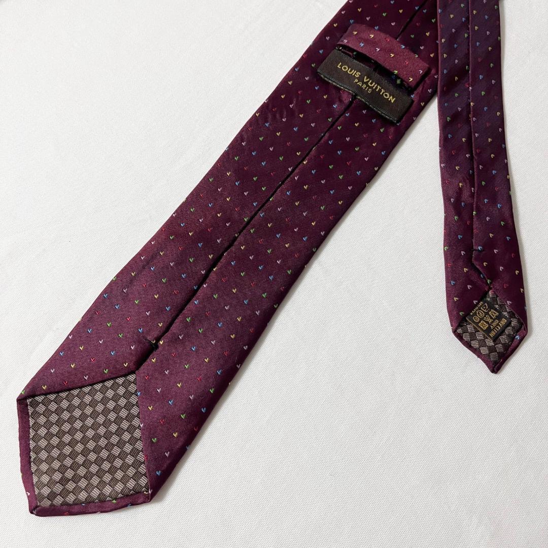 LOUIS VUITTON ルイヴィトン ネクタイ バーガンディー ハート柄