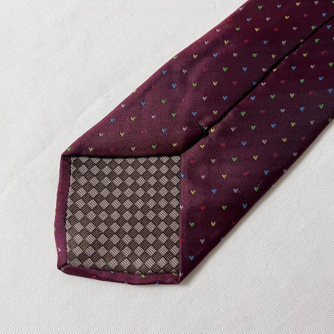 LOUIS VUITTON ルイヴィトン ネクタイ バーガンディー ハート柄