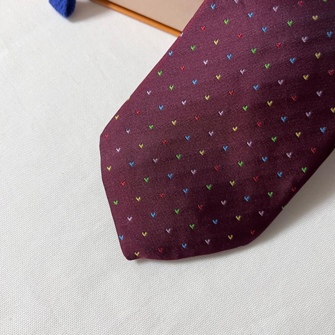 LOUIS VUITTON ルイヴィトン ネクタイ バーガンディー ハート柄