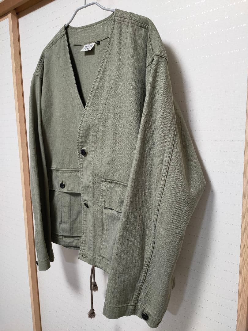 【orSlow / オアスロウ】Vネック ヘリンボーン ツイルジャケット