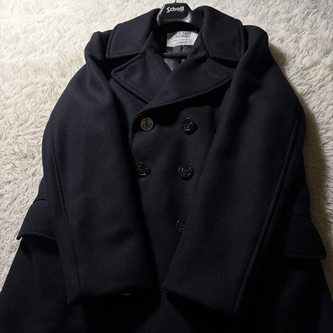 極美品■Schott 714US LONG MELTON PEA COAT L