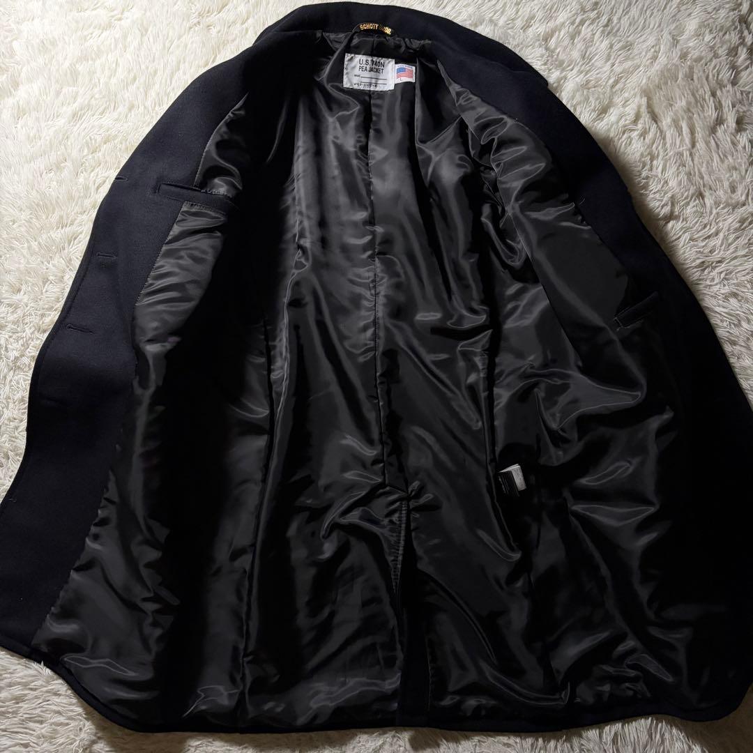 極美品■Schott 714US LONG MELTON PEA COAT L