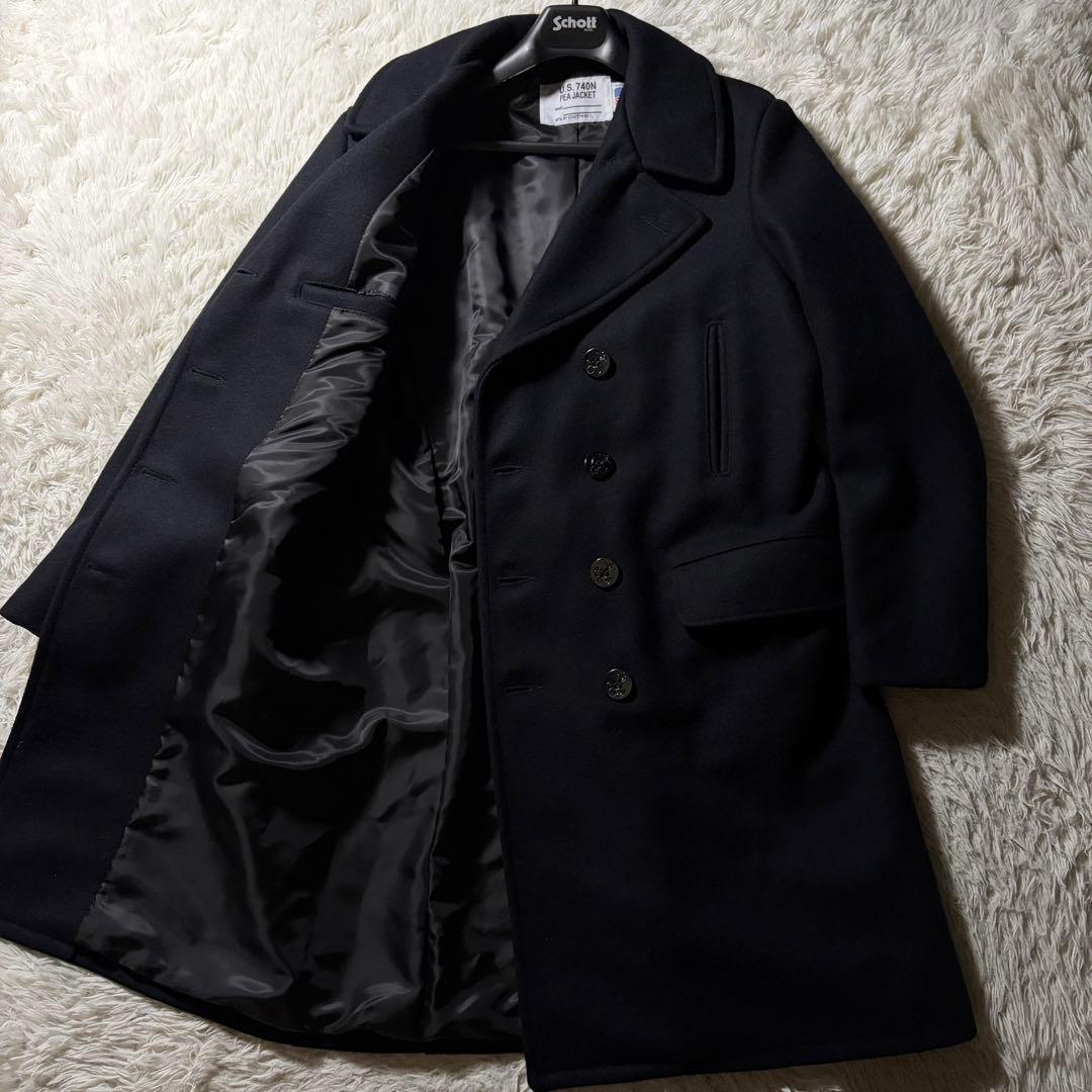 極美品■Schott 714US LONG MELTON PEA COAT L