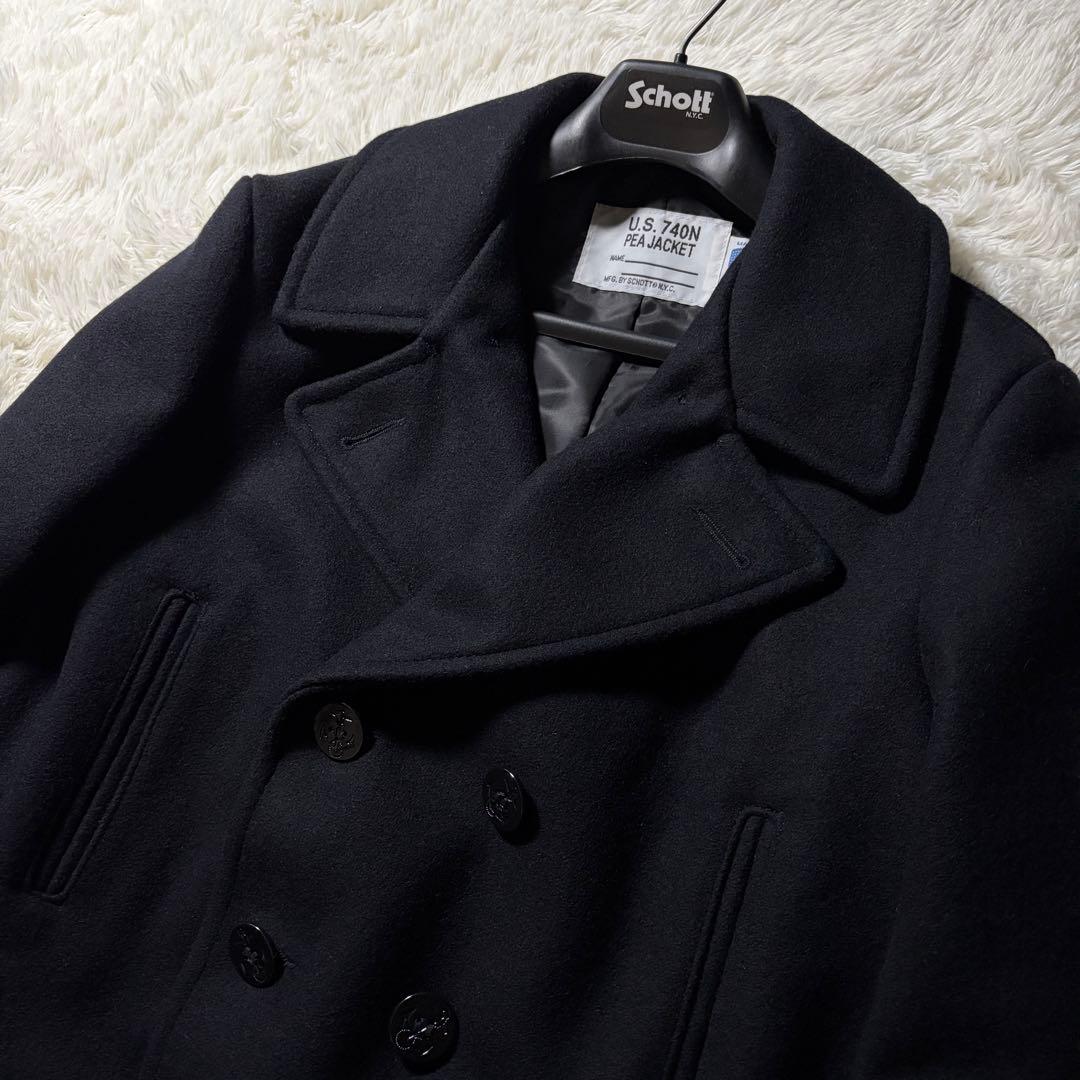 極美品■Schott 714US LONG MELTON PEA COAT L