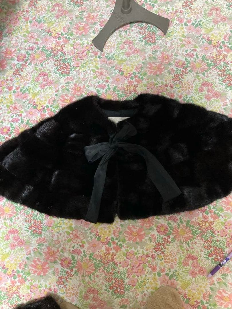 ニナリッチ　ケープ付きミンクファーコート