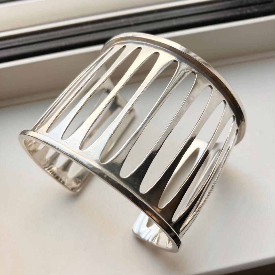 希少 メキシカンジュエリー 鳥かご型 シルバー925 ワイドバングル