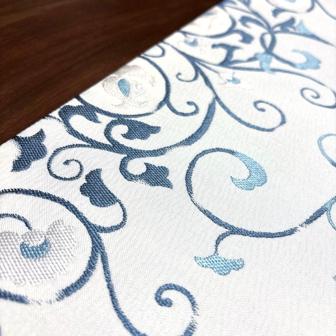 きよちゃん正絹 六通袋帯 【刺繍 花唐草 ブルー】