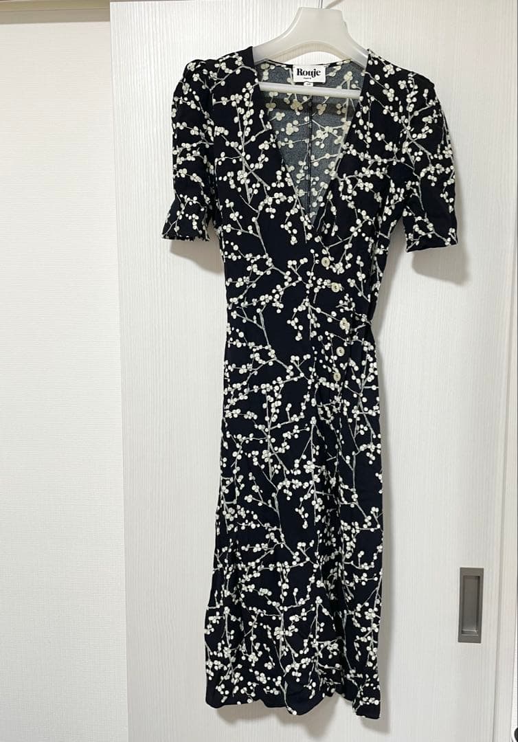 ROUJE Cherry fleurs Gabin 黒 ラップワンピース 36