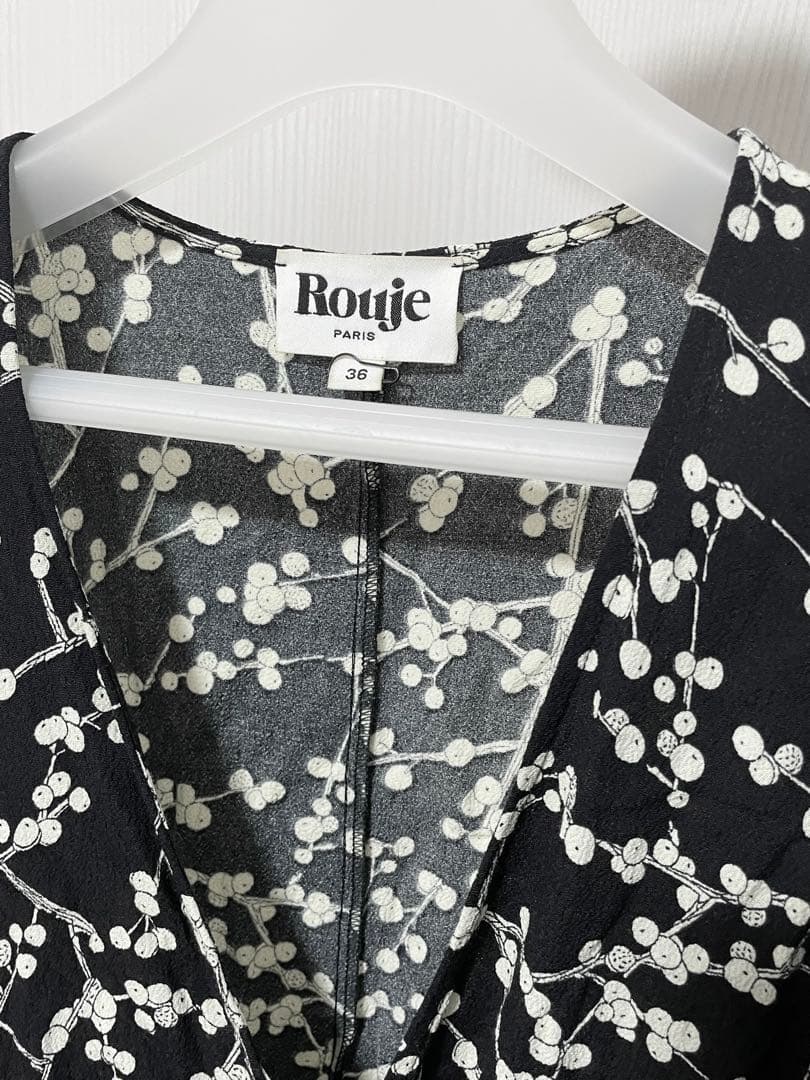 ROUJE Cherry fleurs Gabin 黒 ラップワンピース 36