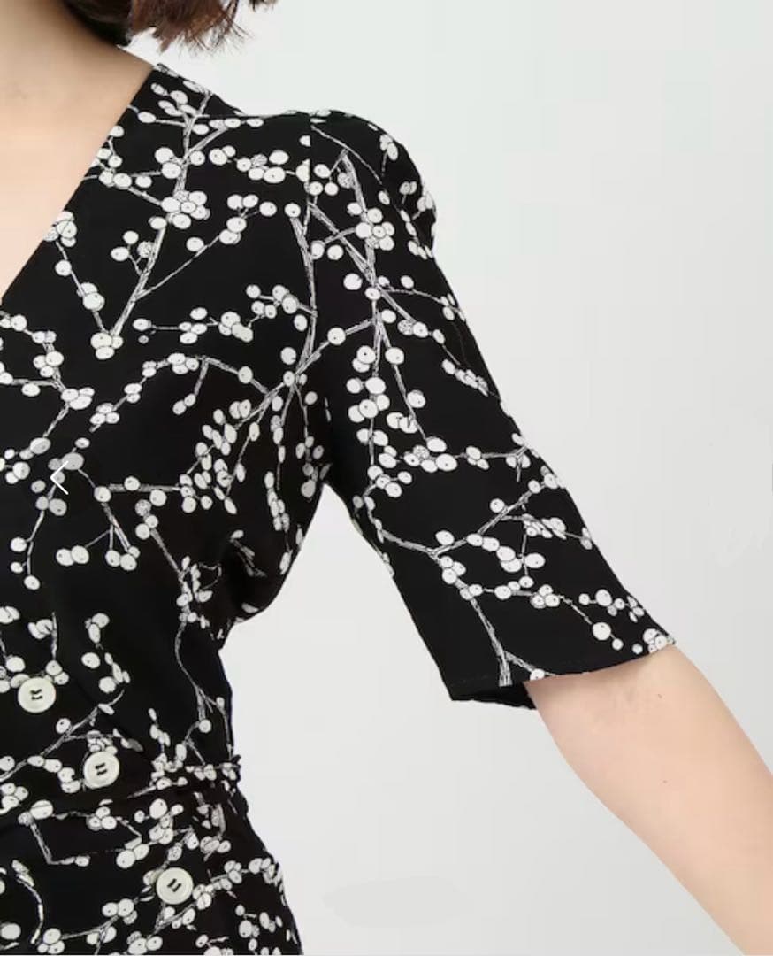 ROUJE Cherry fleurs Gabin 黒 ラップワンピース 36