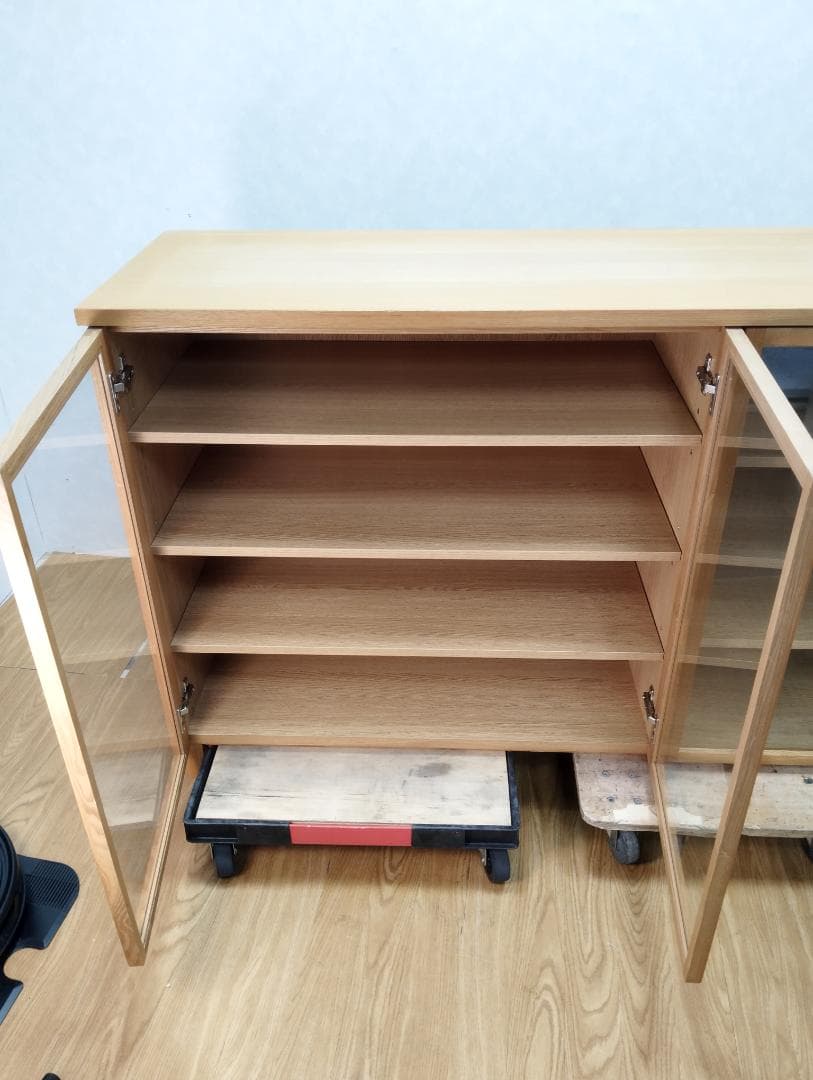 K♢116 無印良品 オーク材 キャビネット 大 ガラス扉