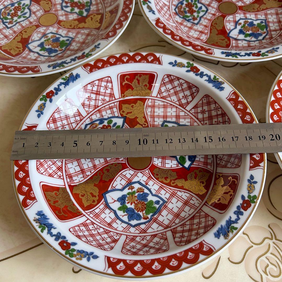 有田焼　古染錦　金彩赤絵　和皿揃　5枚　盛皿　中皿　和皿　古伊万里　色絵　和食器