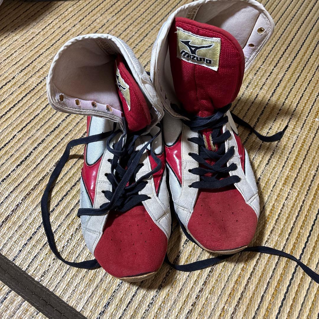 Mizuno ボクシングシューズ レッド/ホワイト　ハイカット