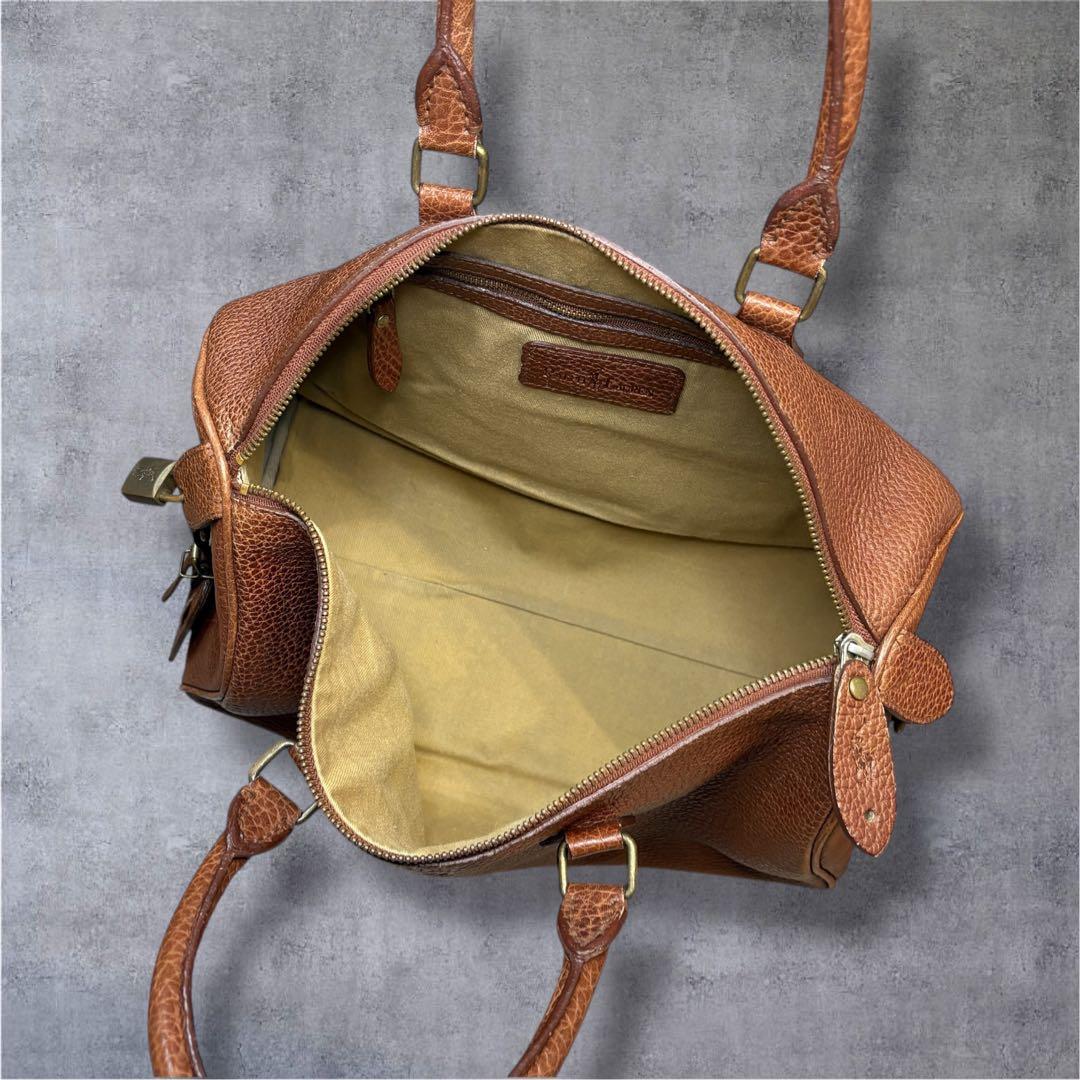 【超希少・鍵付】ラルフローレン レザーボストンバッグ ミニボストン 本革 南京錠