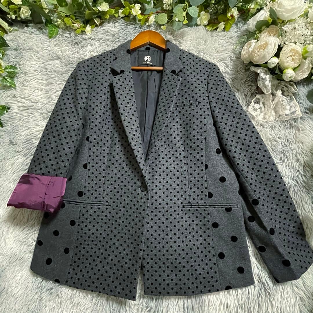 希少新品】ポールスミスドット 切替 ウールテーラードジャケット 大きいサイズ48