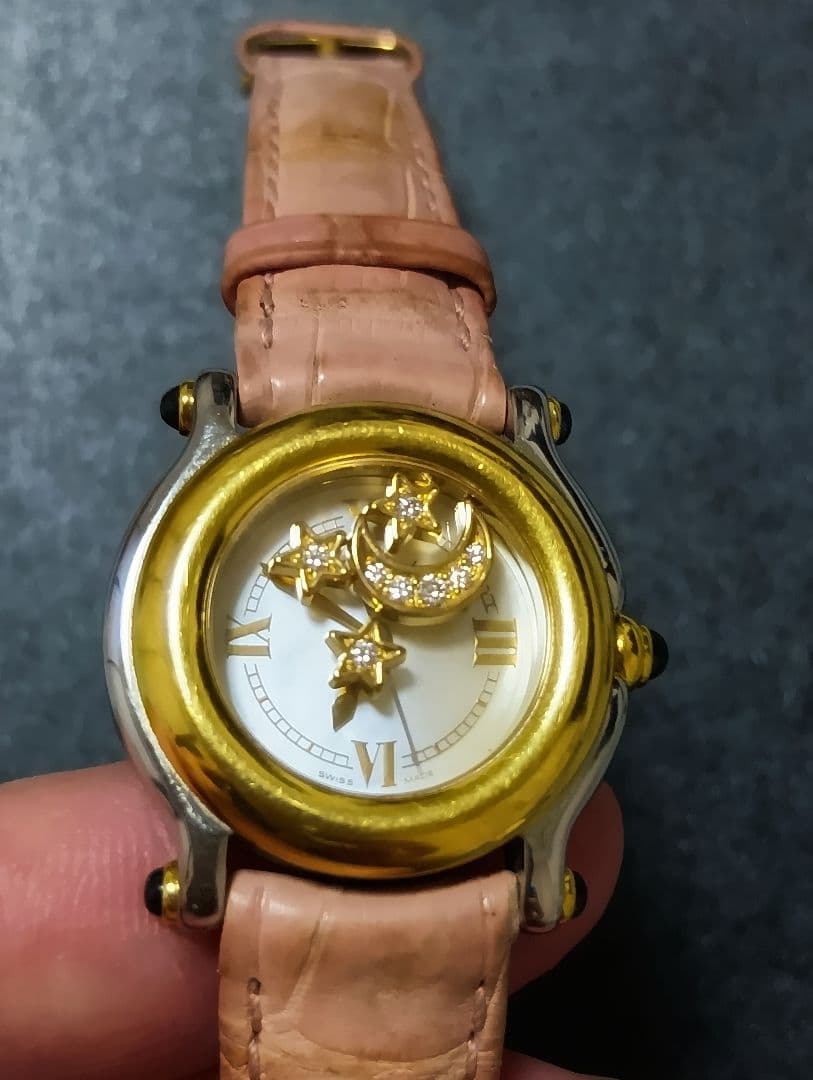【限定品】★ Chopard 時計 シルバー×ゴールド ★替えベルト付【月と星】
